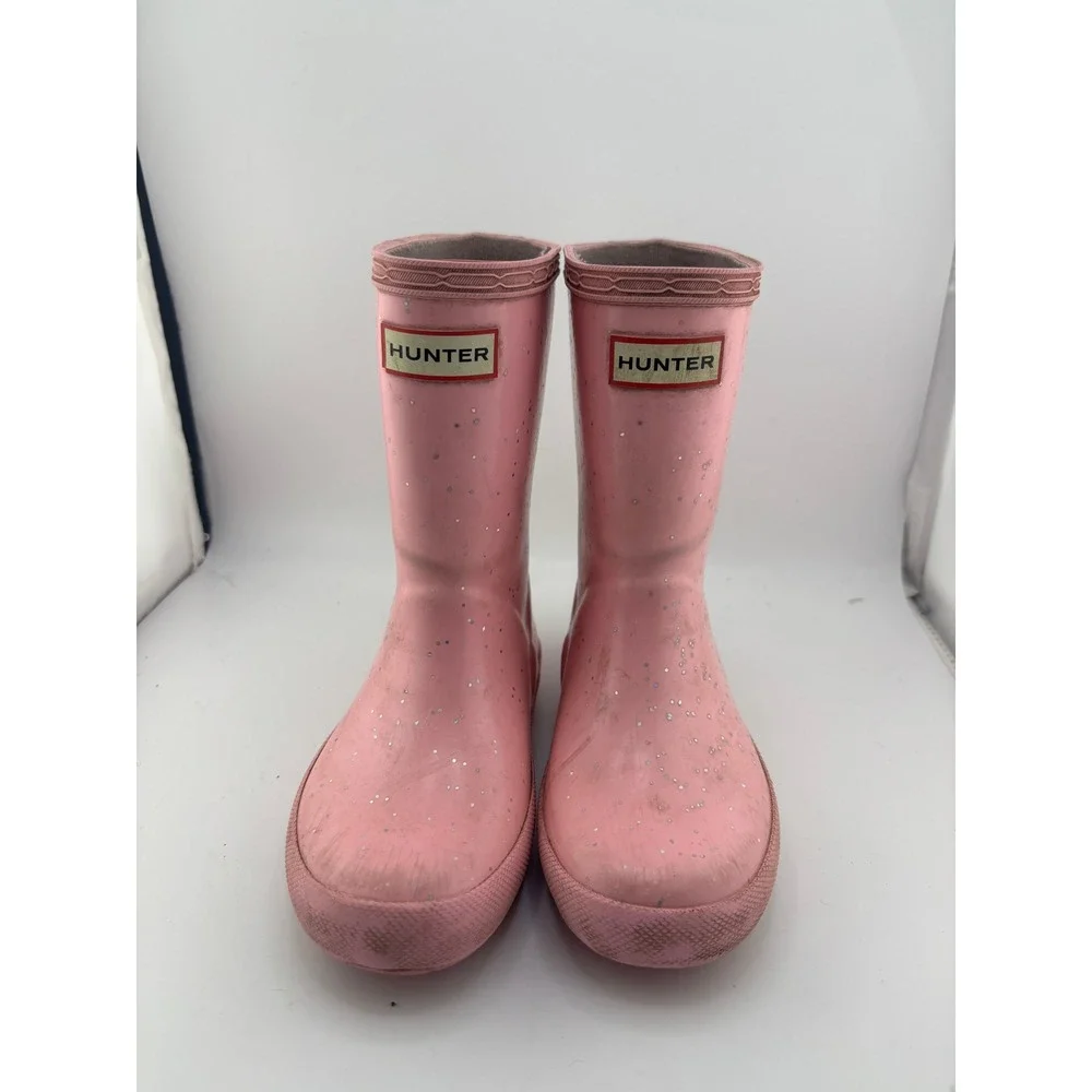 Hunter Kids First Classic Glitter Pink Rain Boots Toddler Size 9 Waterproof